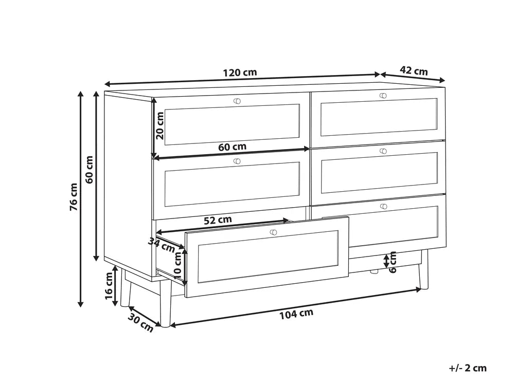 23/12/2025 6 Drawer Chest Light Brown of Functional Storage Space Varelo