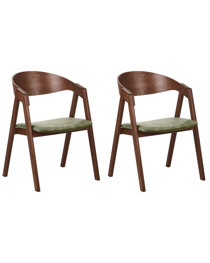 Set of 2 Dining Chairs Wood Dark Green Bill
