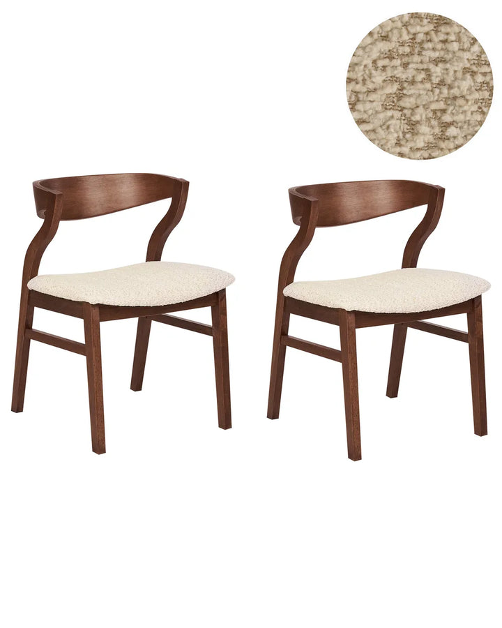Set of 2 Dining Chairs Wood Light Beige Bea