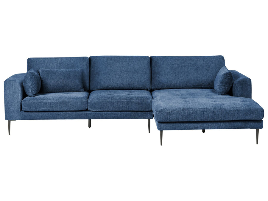 Left Hand Fabric Corner Sofa Blue Flam