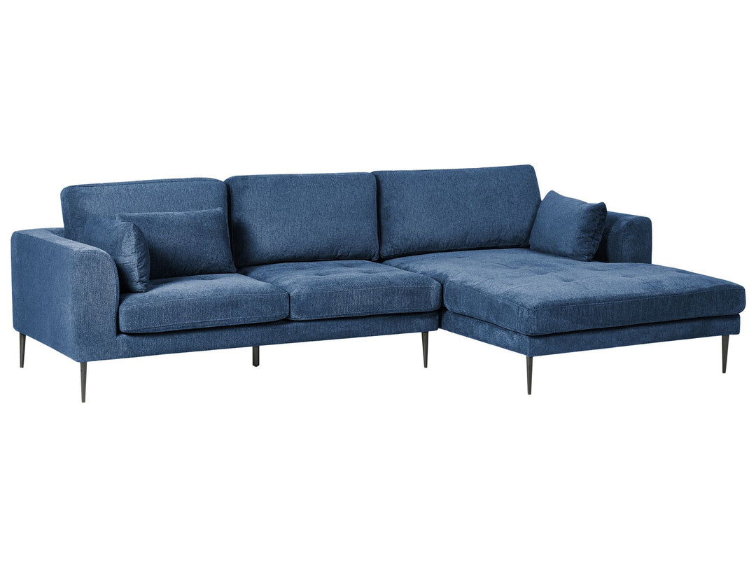 Left Hand Fabric Corner Sofa Blue Flam