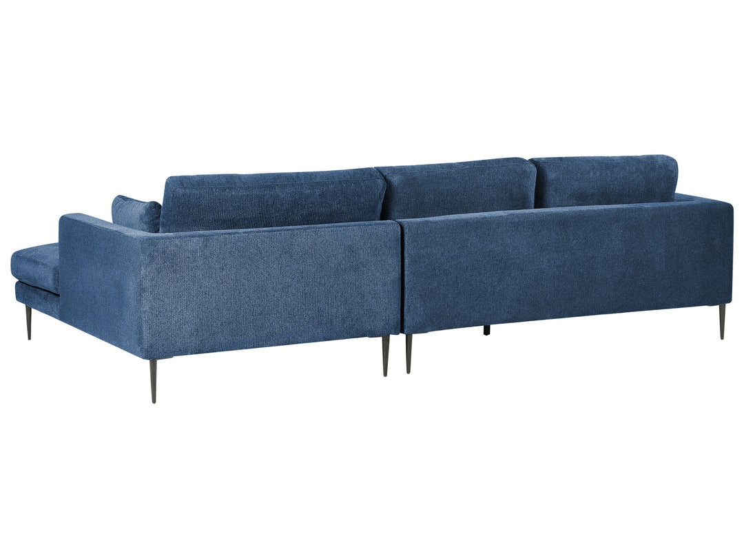 Left Hand Fabric Corner Sofa Blue Flam