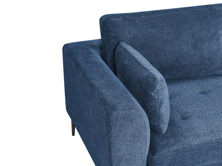 Left Hand Fabric Corner Sofa Blue Flam