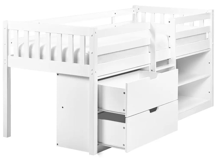 Mid Sleeper Kids Bed Wood  90 x 200 cm (EU Single) White Asia