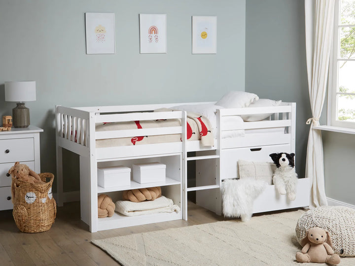 Mid Sleeper Kids Bed Wood  90 x 200 cm (EU Single) White Asia