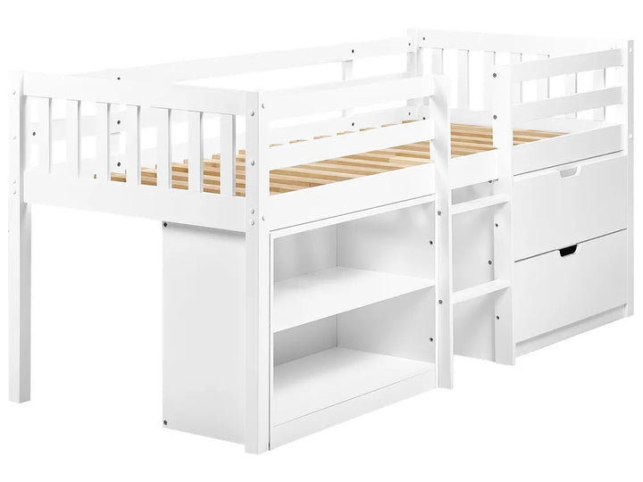 Mid Sleeper Kids Bed Wood  90 x 200 cm (EU Single) White Asia