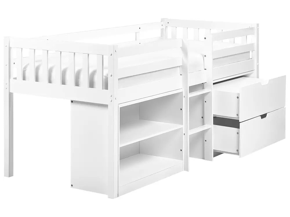 Mid Sleeper Kids Bed Wood  90 x 200 cm (EU Single) White Asia