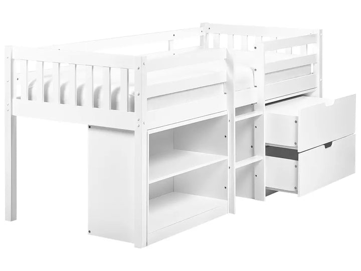Mid Sleeper Kids Bed Wood  90 x 200 cm (EU Single) White Asia
