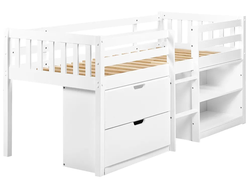 Mid Sleeper Kids Bed Wood  90 x 200 cm (EU Single) White Asia