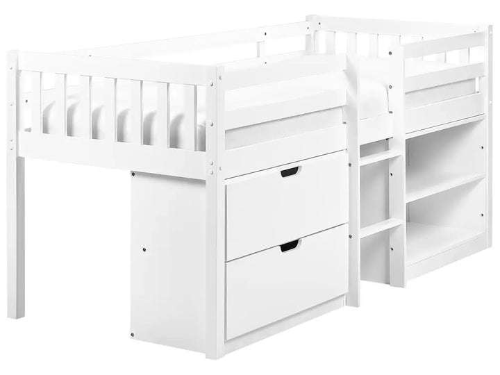 Mid Sleeper Kids Bed Wood  90 x 200 cm (EU Single) White Asia