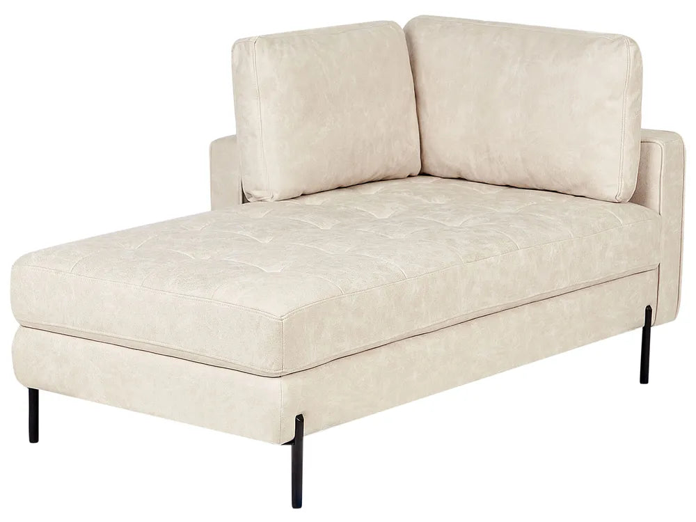 Right-Hand Chaise Lounge Faux Leather Light Beige Orlin