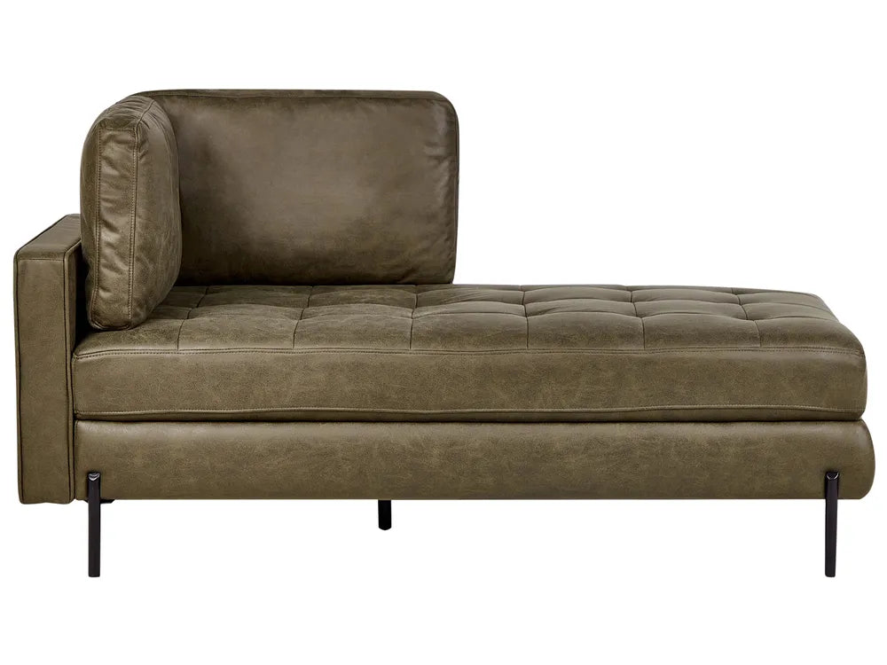 Left-Hand Chaise Lounge Faux Leather Green Orlin