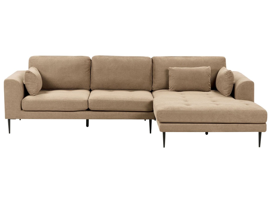 Flam Left Hand Fabric Corner Sofa Light Brown