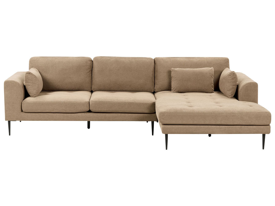 Flam Left Hand Fabric Corner Sofa Light Brown