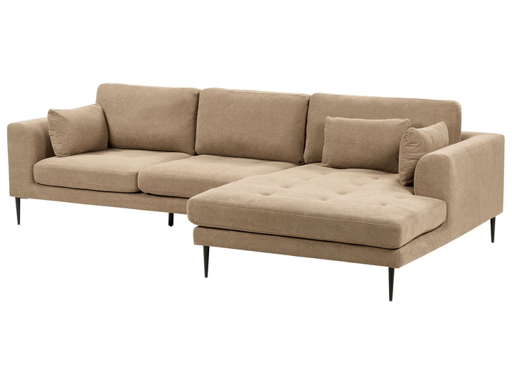 Flam Left Hand Fabric Corner Sofa Light Brown
