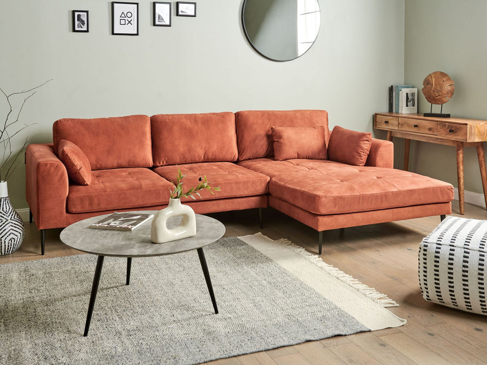 Flam Velvet Left Hand Corner Sofa Orange