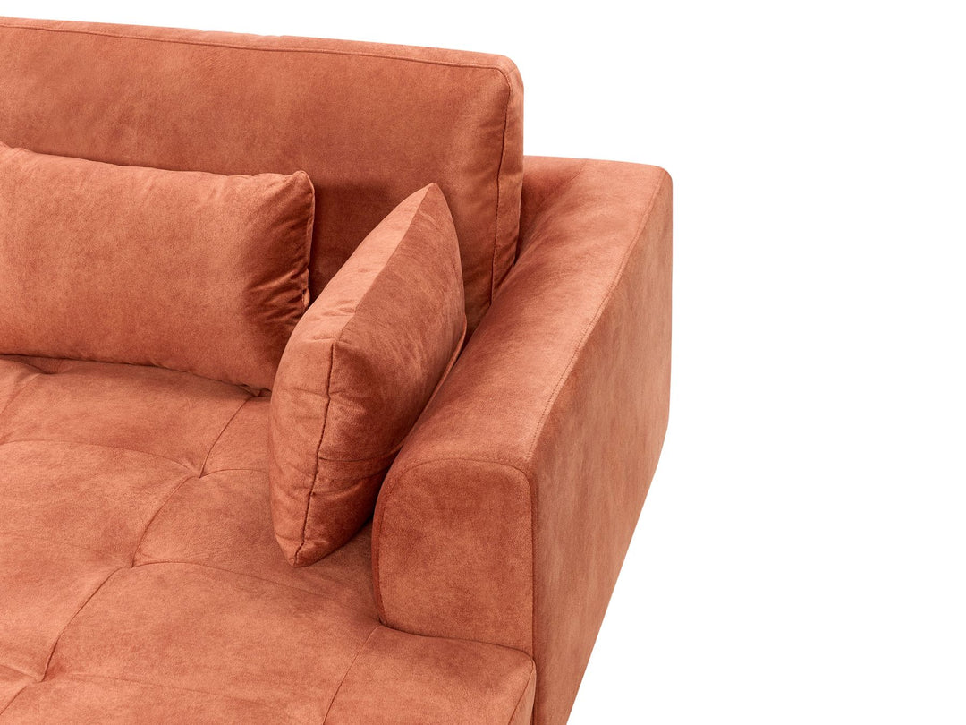 Flam Velvet Left Hand Corner Sofa Orange