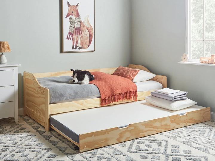 Trundle Bed Pine Wood Hinman 90 x 200 cm (EU Single) Light Brown