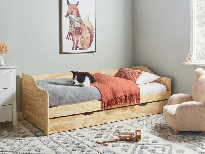 Trundle Bed Pine Wood Hinman 90 x 200 cm (EU Single) Light Brown