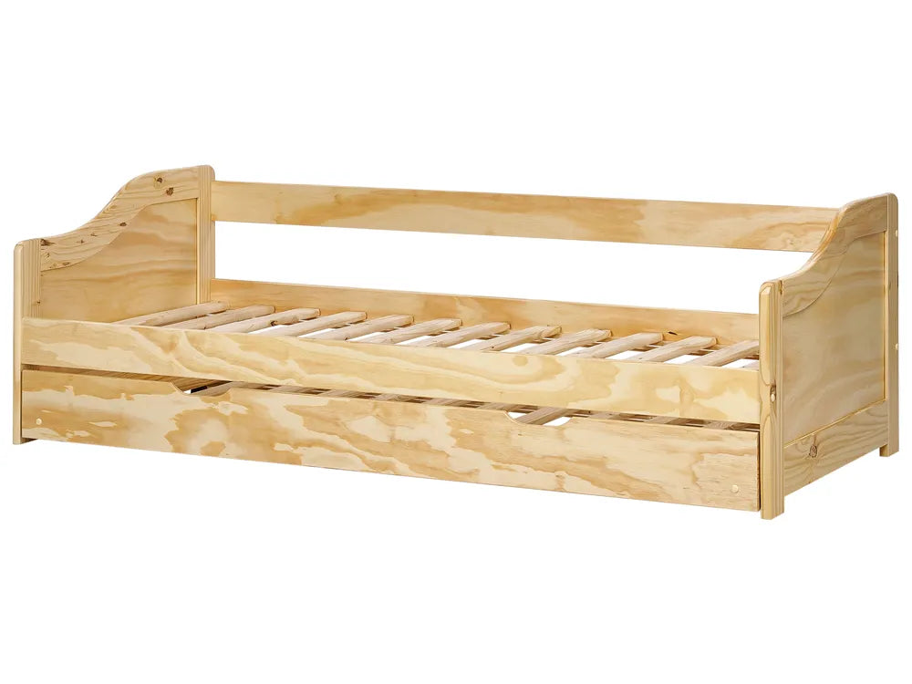 Trundle Bed Pine Wood Hinman 90 x 200 cm (EU Single) Light Brown