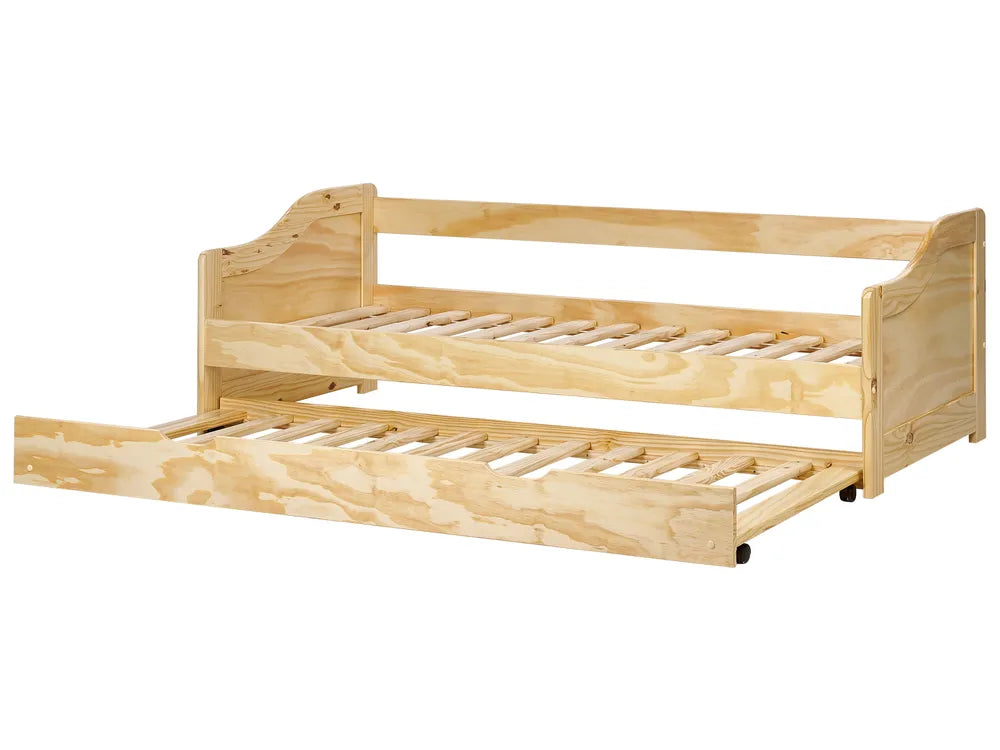 Trundle Bed Pine Wood Hinman 90 x 200 cm (EU Single) Light Brown