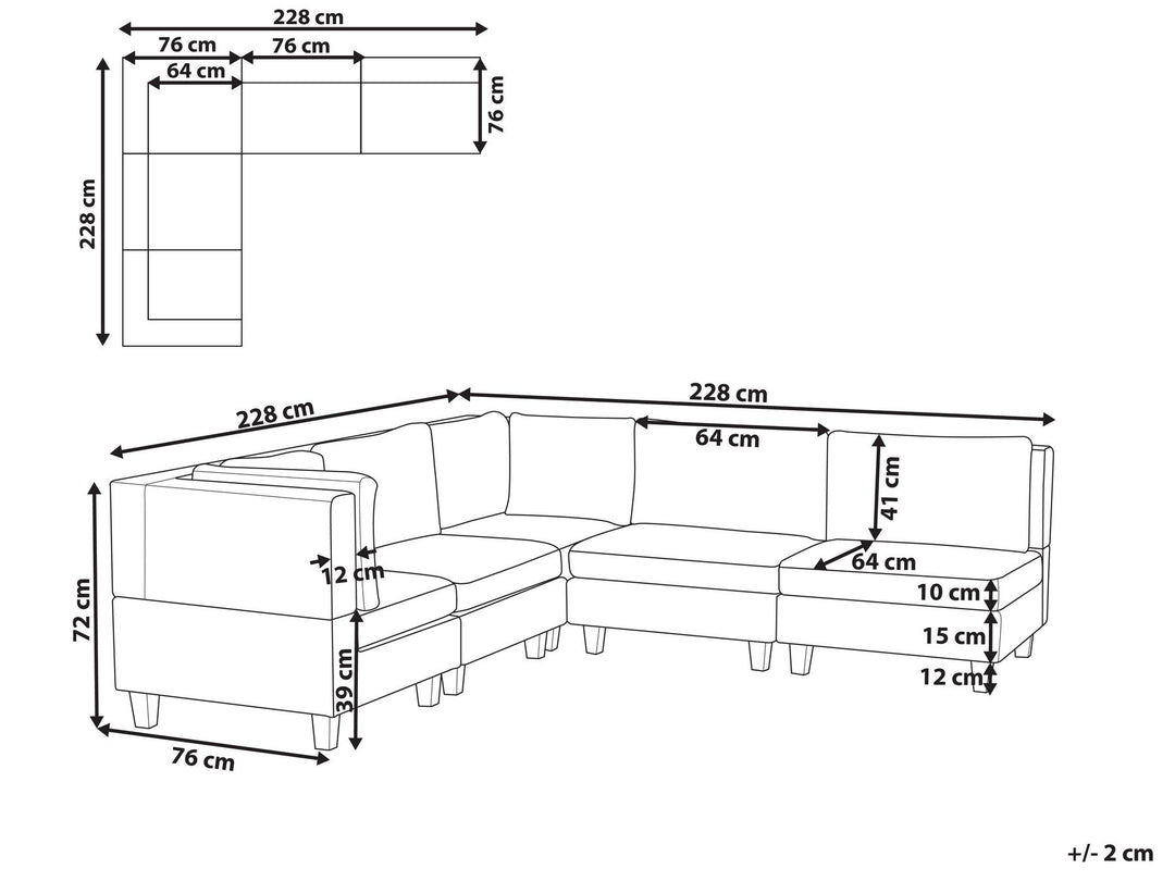 Unstad 5 Seater Right Hand Modular Fabric Corner Sofa Blue