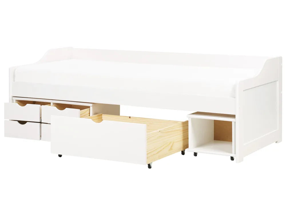 Daybed with Storage Pine Wood Philippa 90 x 200 cm (EU Single) White
