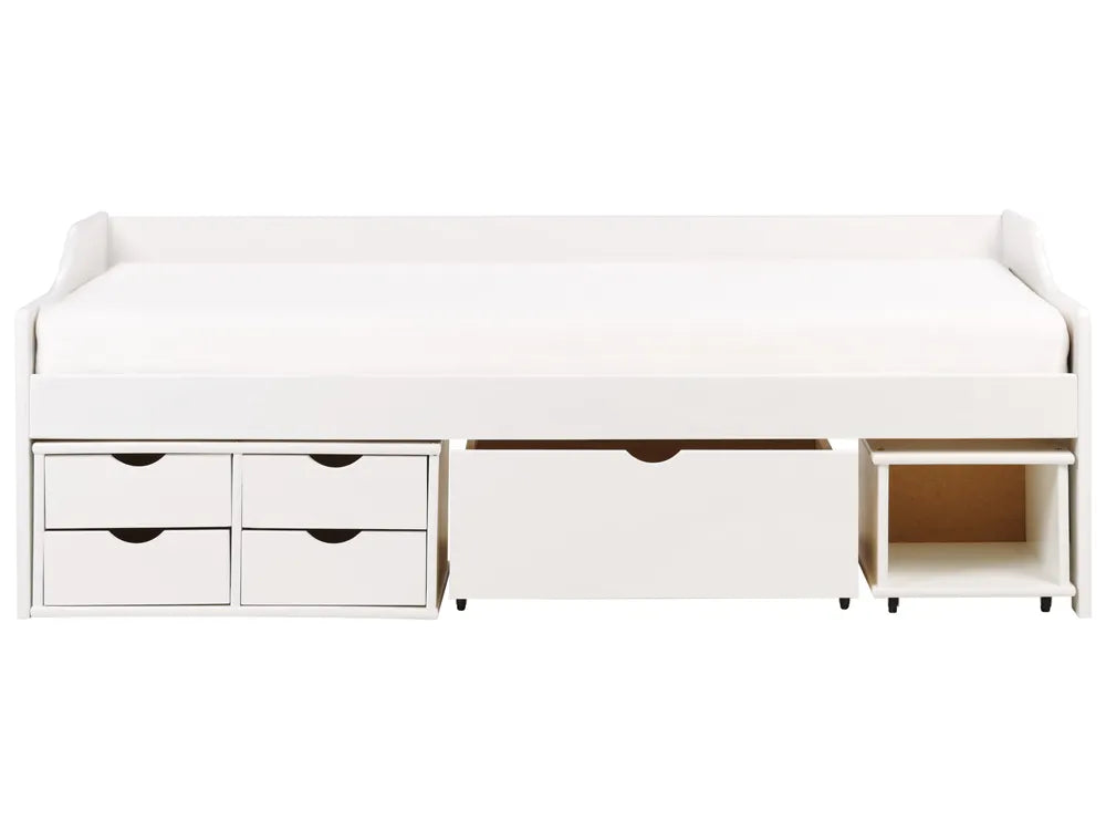 Daybed with Storage Pine Wood Philippa 90 x 200 cm (EU Single) White