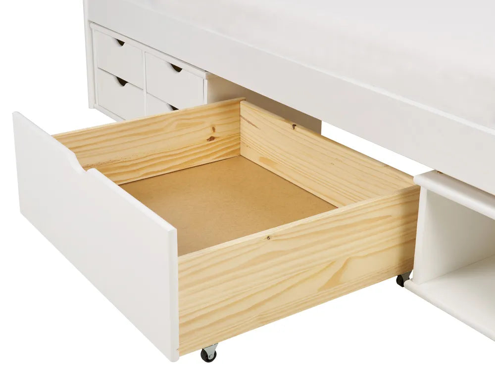 Daybed with Storage Pine Wood Philippa 90 x 200 cm (EU Single) White