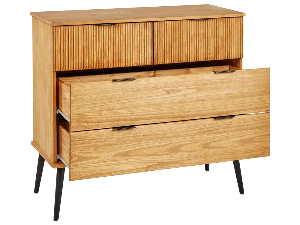 4 Drawer Chest Pine Wood Brown Top-Notch Quality Ophelia