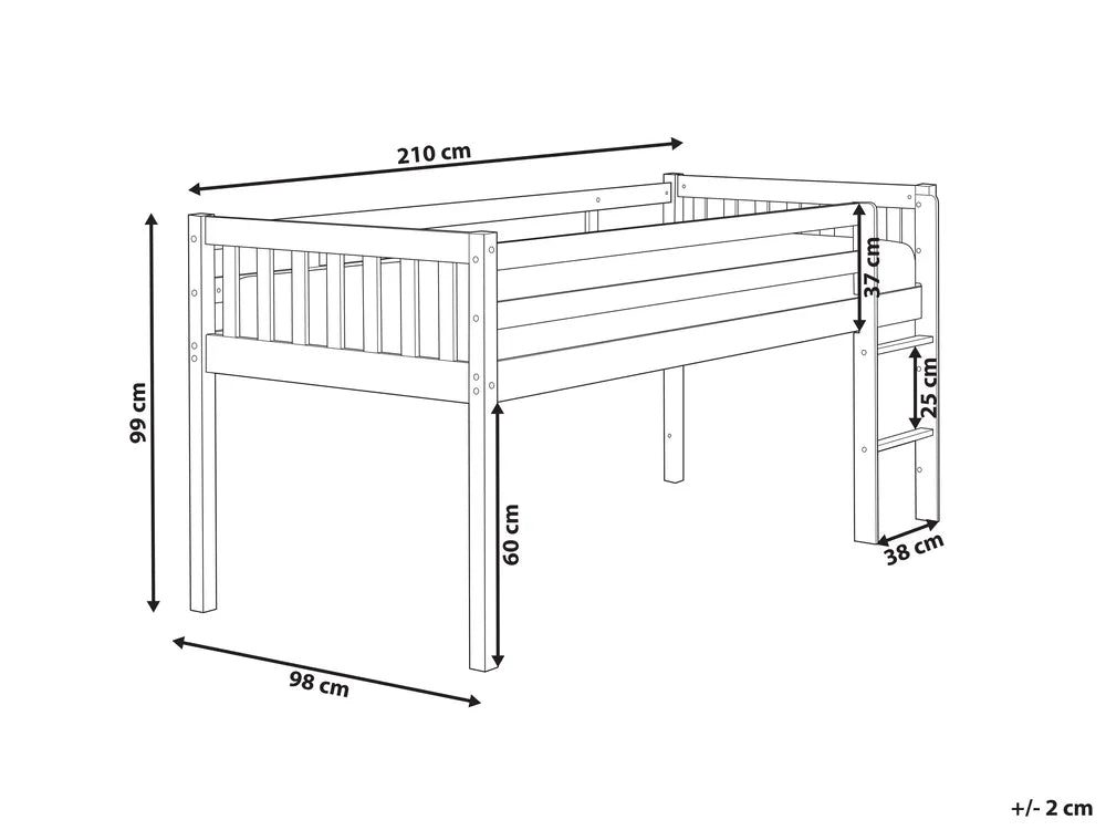 Mid Sleeper Bed Wood 90 x 200 cm (EU Single) White Lampley