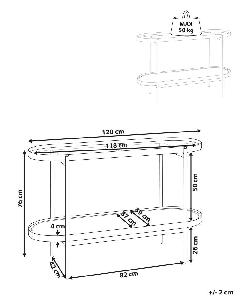 Console Table Black Stable and Durable Construction Prello