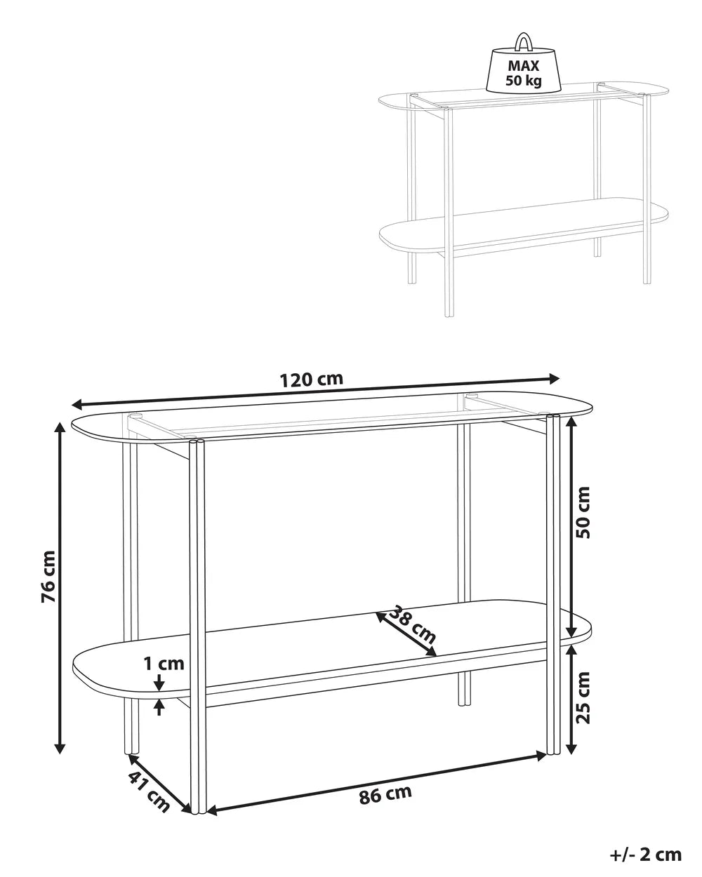 Console Table Tempered Glass Gold  Modern Design Vistro