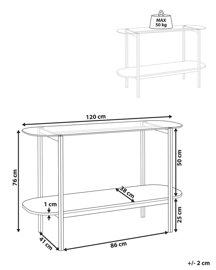Console Table Tempered Glass Gold  Modern Design Vistro