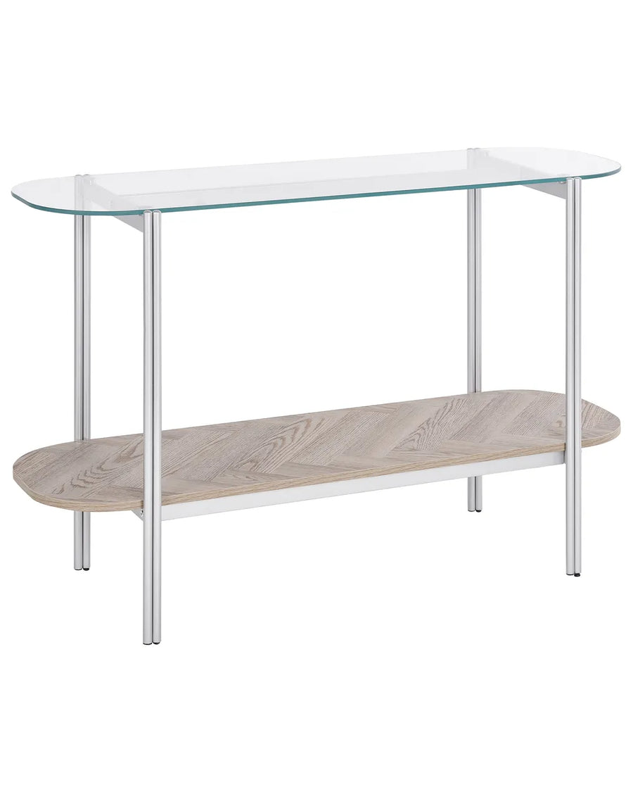 Console Table Tempered Glass Silver Modern Design Wavira