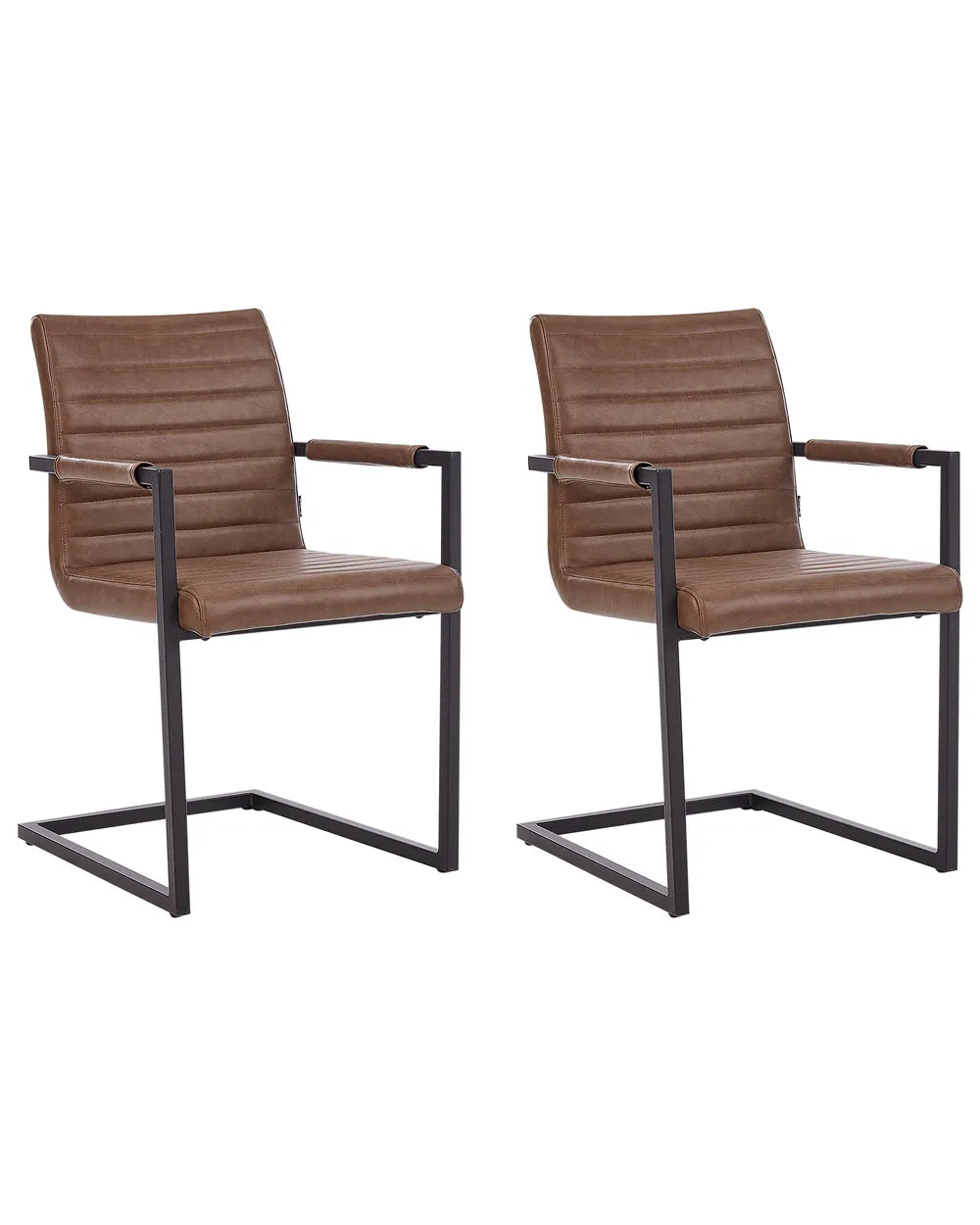 Set of 2 Conference Chairs Faux Leather Brown Jen