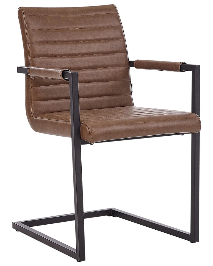 Set of 2 Conference Chairs Faux Leather Brown Jen