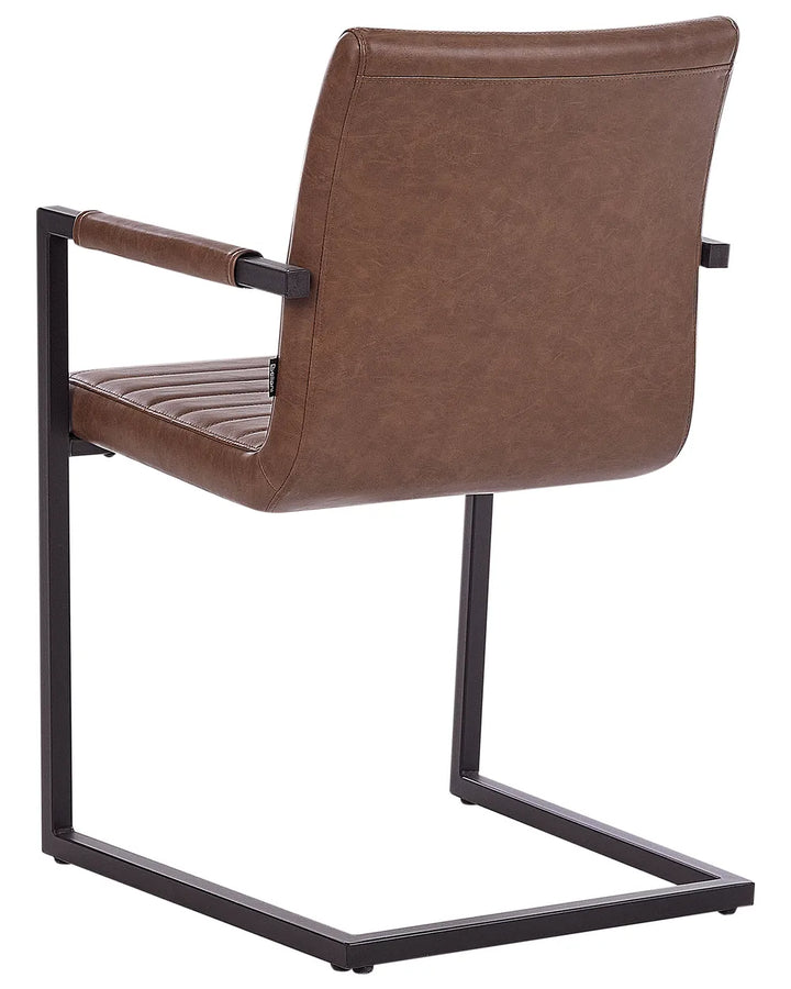 Set of 2 Conference Chairs Faux Leather Brown Jen
