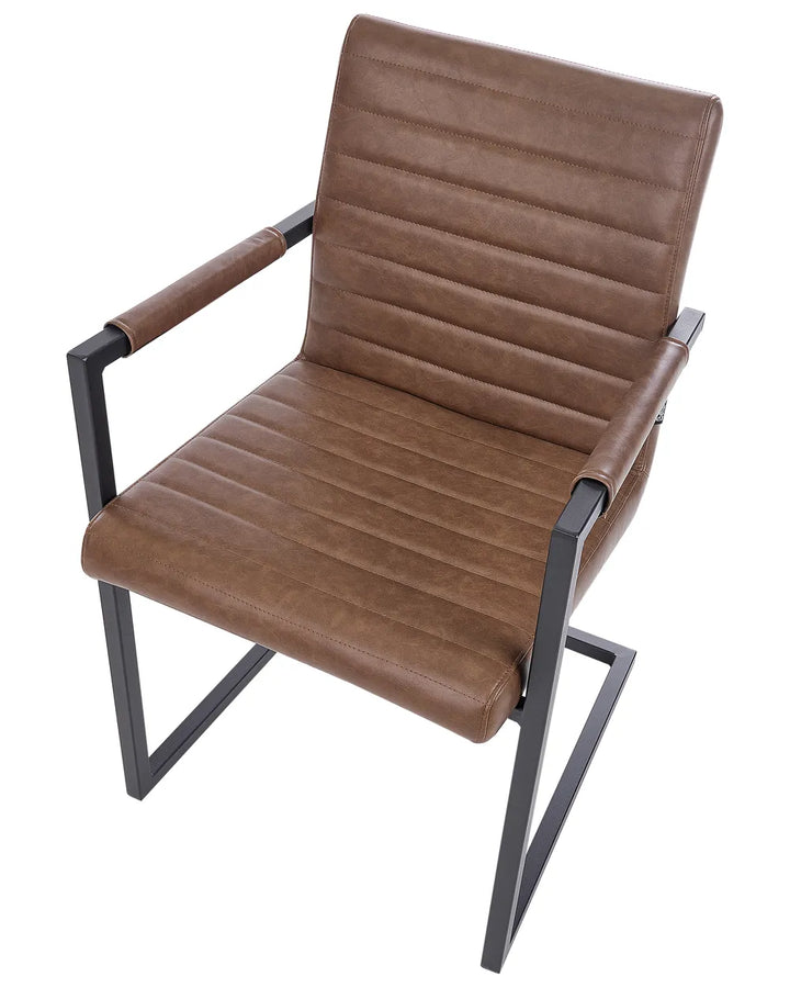 Set of 2 Conference Chairs Faux Leather Brown Jen