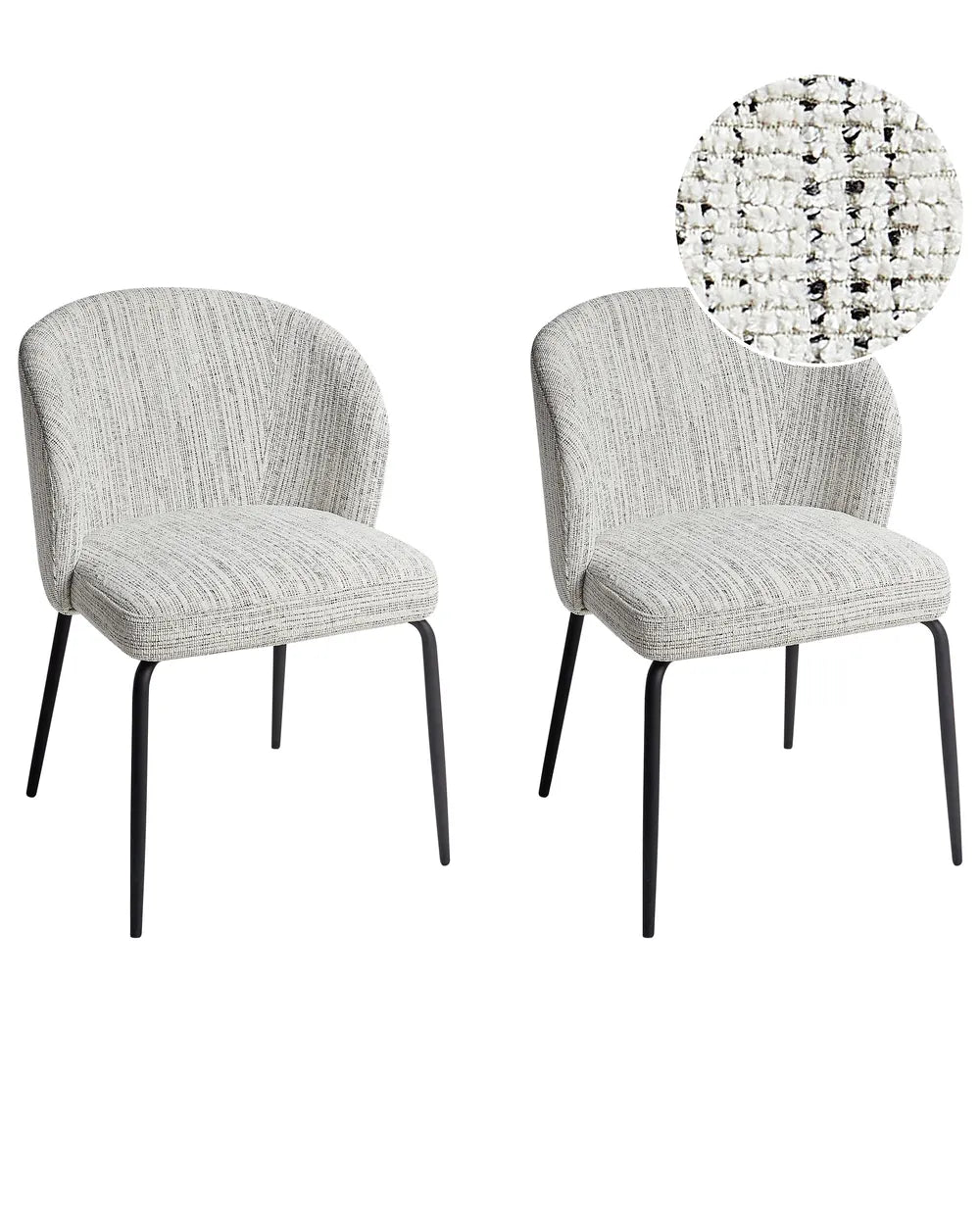 Set of 2 Dining Chairs Fabric White Venice