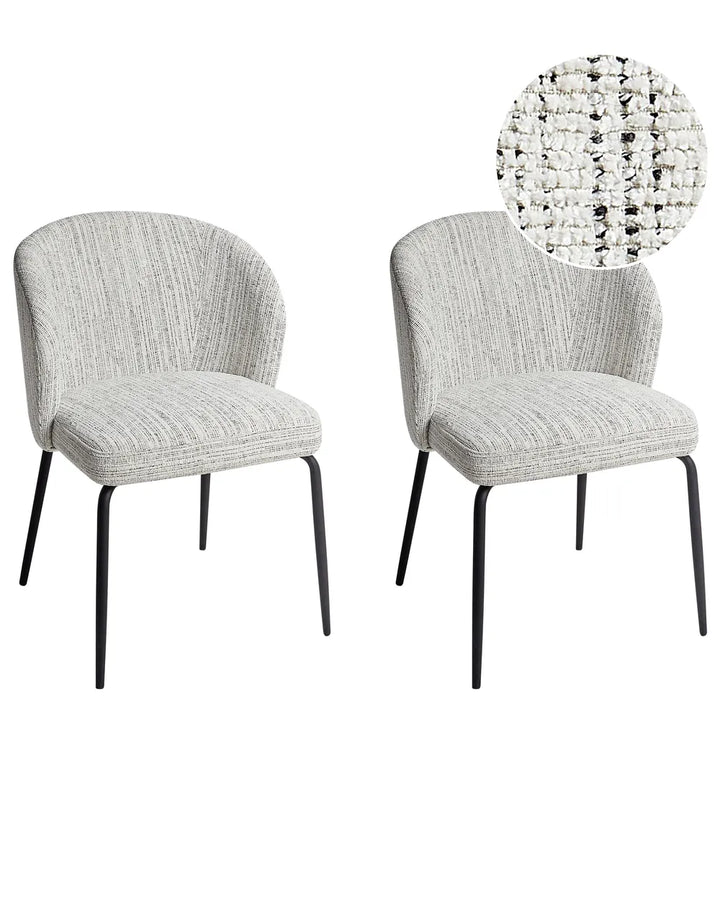 Set of 2 Dining Chairs Fabric White Venice