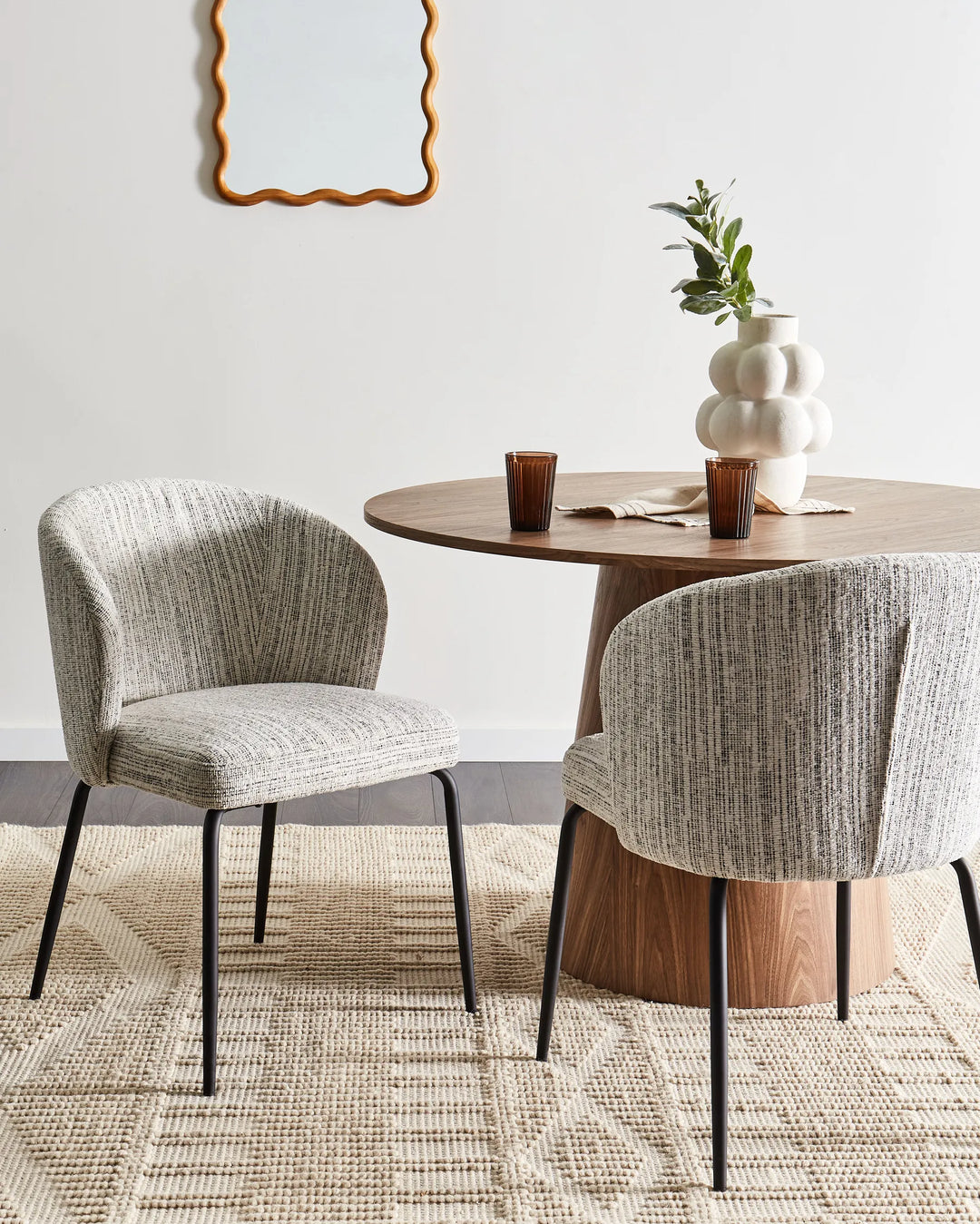 Set of 2 Dining Chairs Fabric White Venice