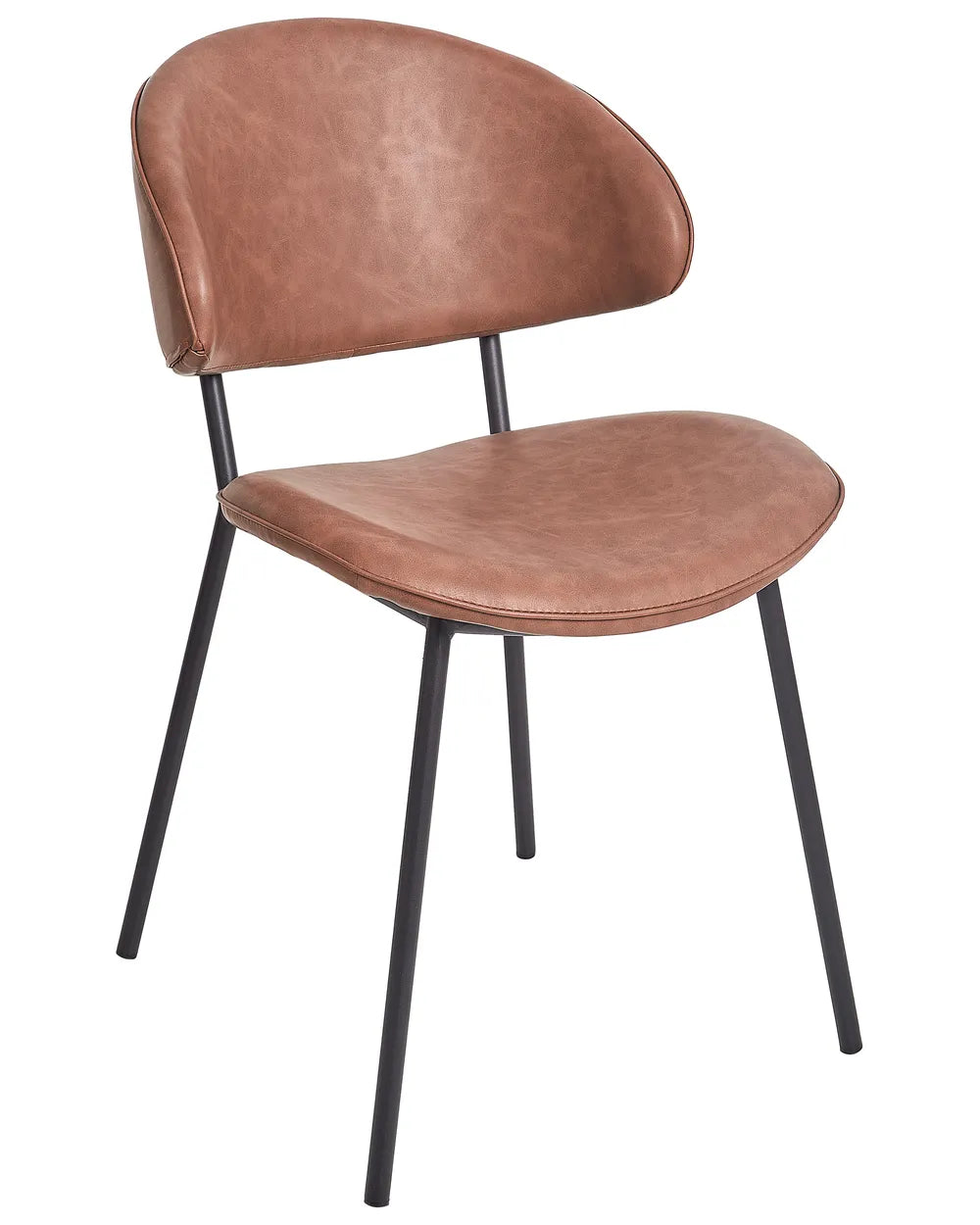 Set of 2 Dining Chairs Faux Leather Brown Zoe
