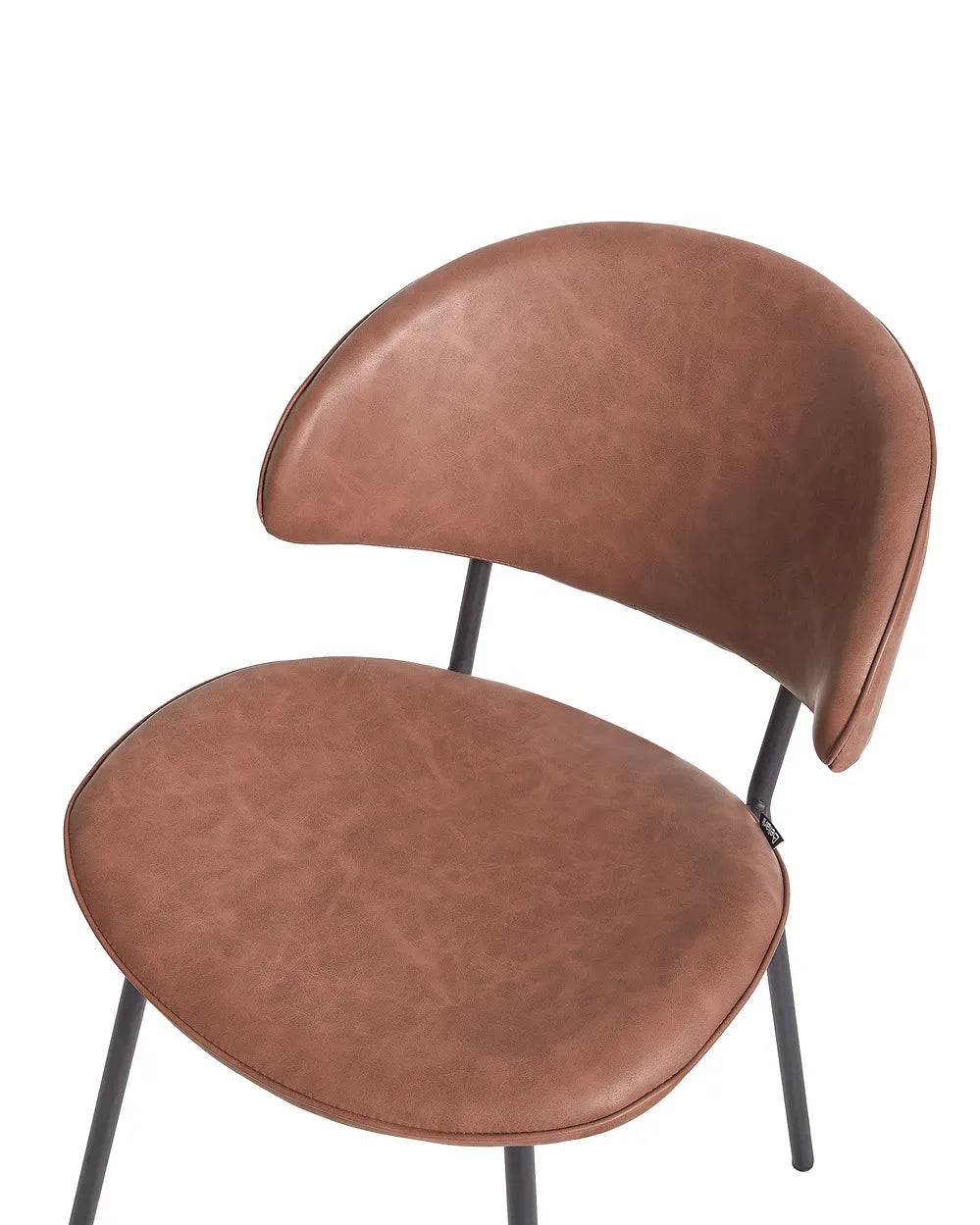 Set of 2 Dining Chairs Faux Leather Brown Zoe
