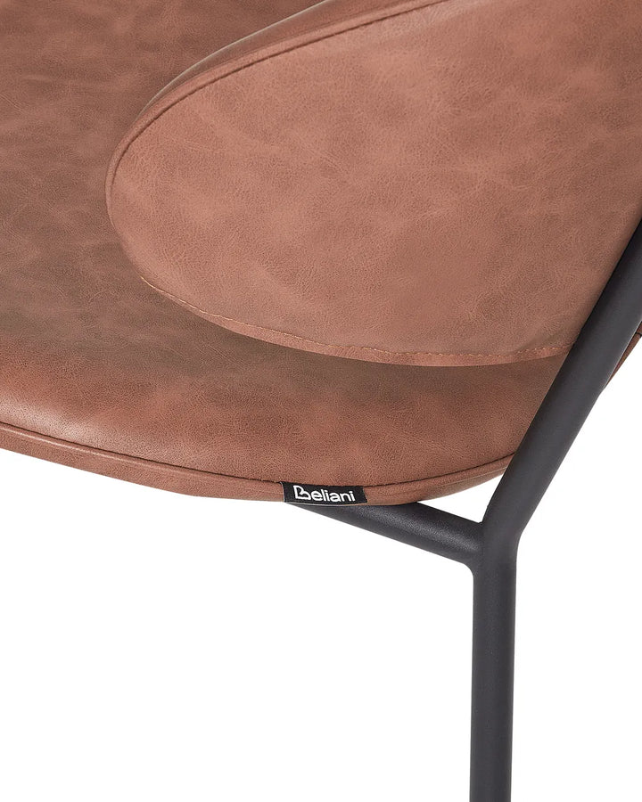Set of 2 Dining Chairs Faux Leather Brown Zoe
