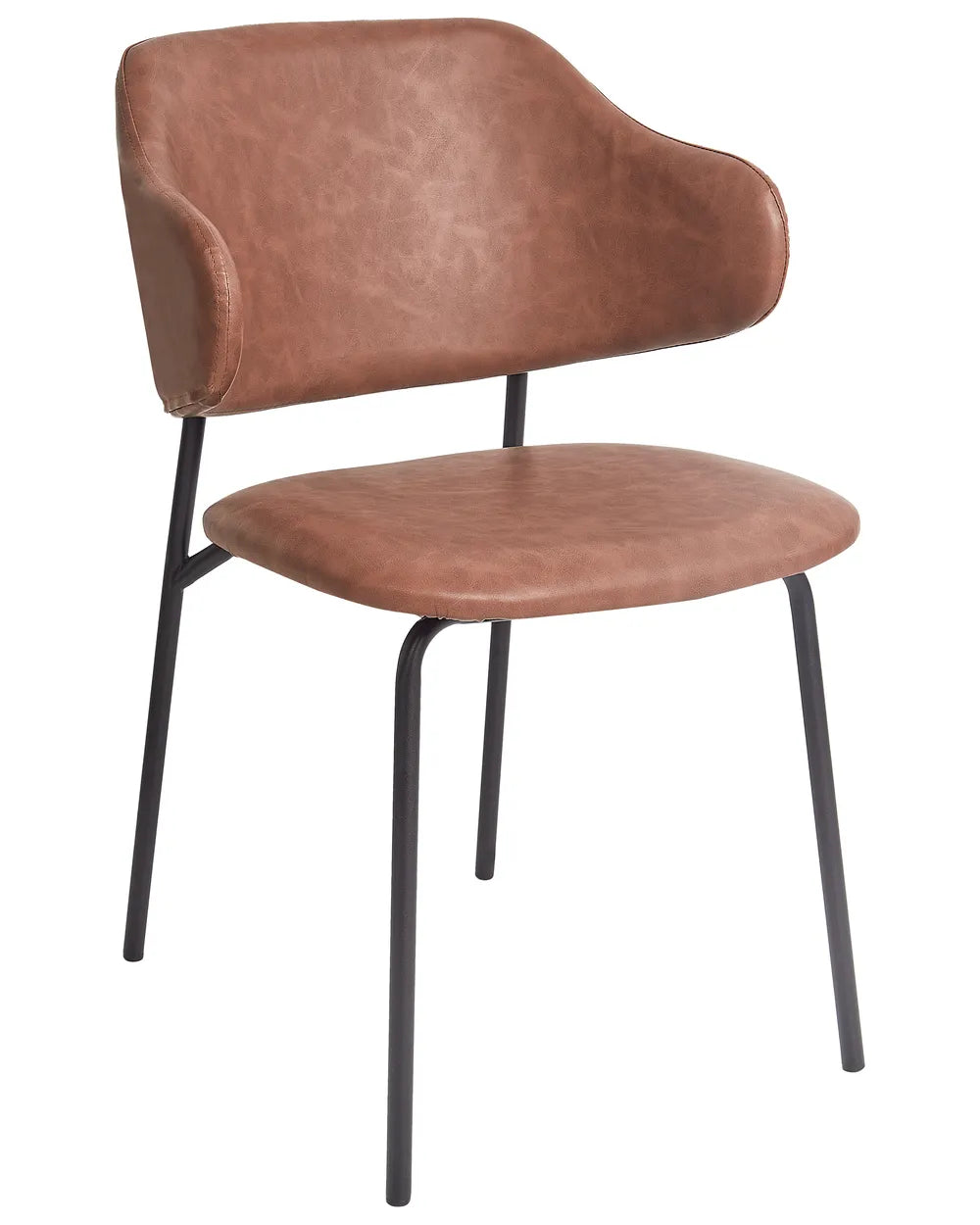 Set of 2 Dining Chairs Faux Leather Brown Ira