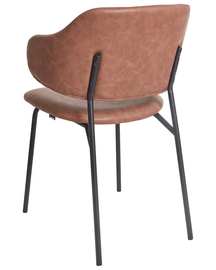 Set of 2 Dining Chairs Faux Leather Brown Ira