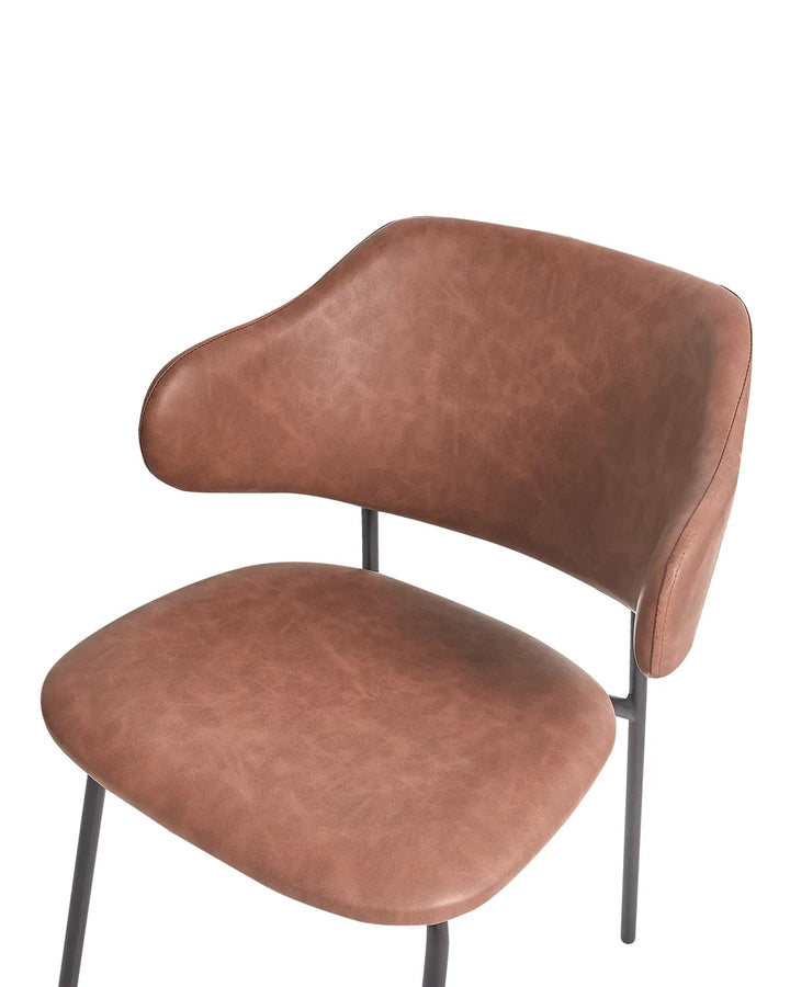 Set of 2 Dining Chairs Faux Leather Brown Ira