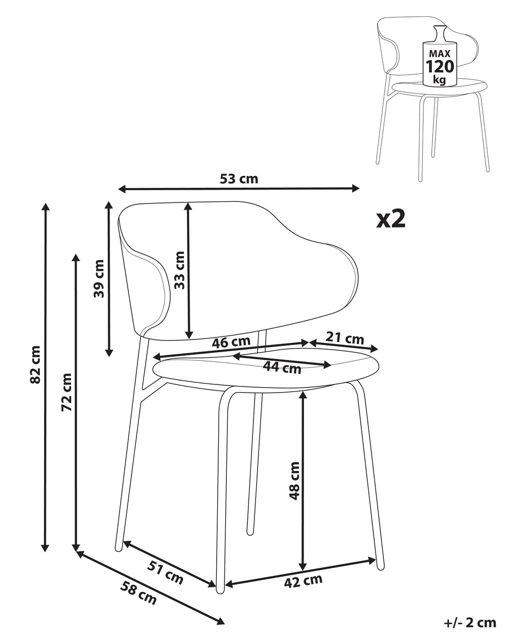 Set of 2 Dining Chairs Faux Leather Brown Ira