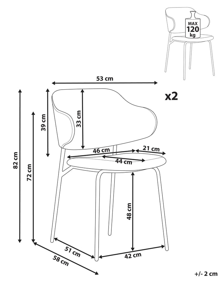 Set of 2 Dining Chairs Faux Leather Brown Ira